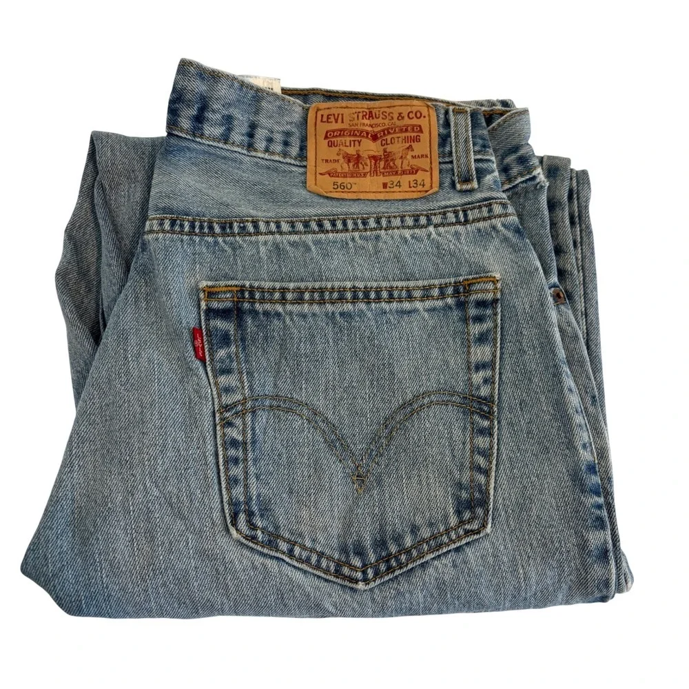 Levi's 560 Comfort Relaxed Fit Blue Jeans Mens 34x33 More Room in Seat Thighs